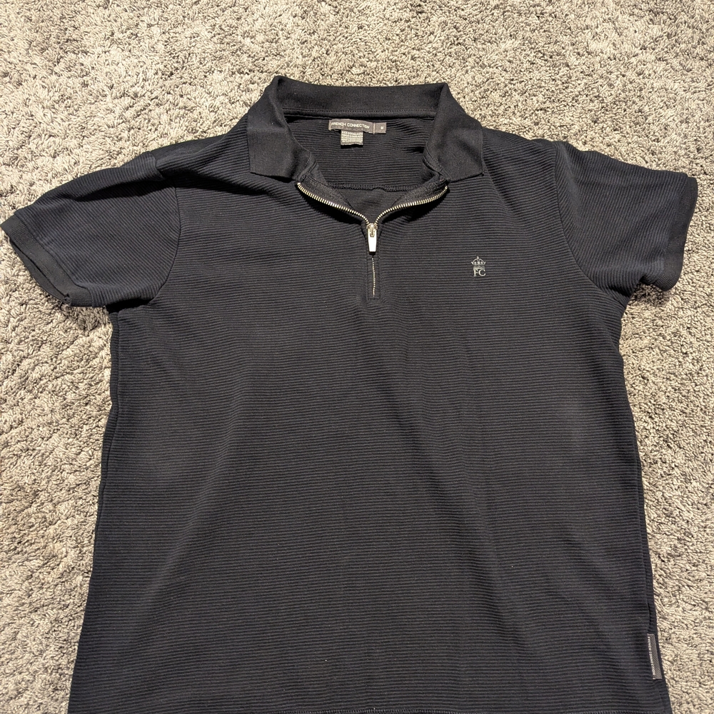 French Connection Black Zip Polo